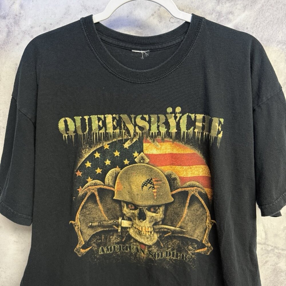 Queensryche Band Tour Shirt Mens XL Black Short Sleeve American Solider 2009